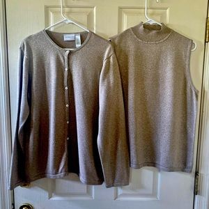 Liz Claiborne 2piece metallic gold sweater set